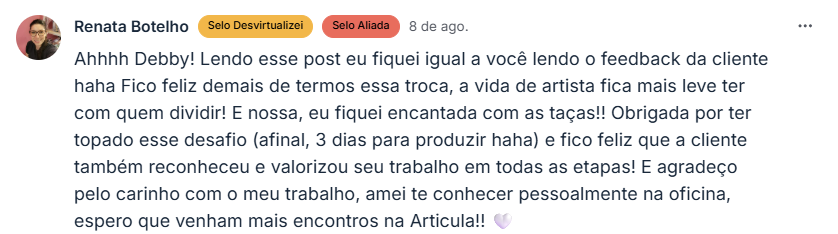 Print real de feedback dentro da comunidade Articula