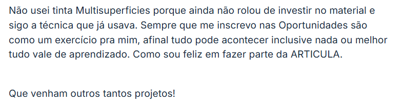 Print real de feedback dentro da comunidade Articula